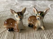 Vintage Miniature Porcelain Big Eyed Fawn Deer Figurines Japan? picture