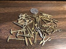 Vintage Miniature Brass 1960's Charms TOOLS Hammer Scissors Wrench Intercast Lot picture