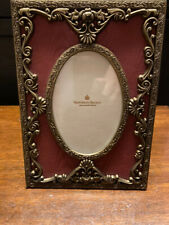 Victoria's Secret Brass &Burgundy Fabric Gilded Picture Frame Oval Photo Display picture