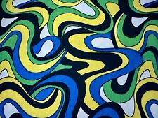 Pucci-esque SWIRLS Mid  Century Abstract Barkcloth Era Vintage Fabric 80's Repro picture