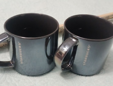 Lot Set of 2 Starbucks 2013 Gray 14oz Gunmetal Iridescent Metallic Coffee Mugs picture