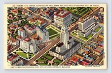 Postcard California Los Angeles CA Downtown Civic Court House City Hall 1940s picture