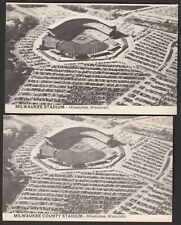 (2) Milwaukee County Stadium Variation Postcards - Braves & Brewers Former Home picture