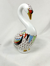 Hungary Vintage Hollohaza  Porcelain Fishnet Swan Figural Figurine Geese Goose picture
