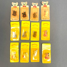 12 Vintage Flocked Animal Pen Caps Taiwan Bear Bunny Squirrel Horse Duck 70s HTF picture