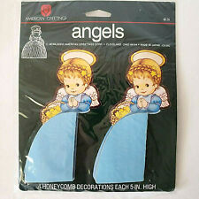 Vintage 1980s American Greetings Angels 4 Honeycomb Tissue Decorations 5