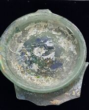  Round Roman Glass Ancient Fragment 200 B.C Archaeological With Patina          picture