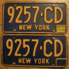 MATCHED PAIR of NEW YORK LICENSE PLATES - 1973 - 9257-CD picture
