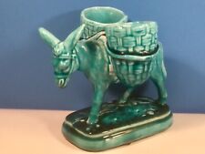 Rare Double Open Salt Antique French Majolica Clement Massier Donkey c.1880's picture