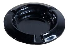 Ashtray 4” Round 3 Slot For Cigarettes Holder Collectable Black Glass USA  picture