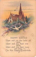 Doves Flying by Church At Sunrise on Old Art Deco Easter Postcard - No. 550 picture