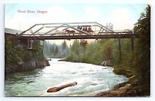 Postcard Hood River Oregon Horse & Buggy on Bridge OR picture