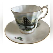 Vintage Clare Tea Cup ,Saucer Dessert Plate Set Bone China Forth Bridge Scotland picture