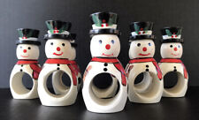 Christmas Napkin Rings Snowman Wood Set Of 8 Holiday Tablescape Snowmen picture