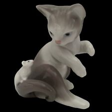 Vintage Llardro Cat and Mouse Figurine Gray and White Porcelain picture