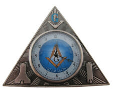 Gift for Freemason Mini Triangle Desk Clock Masonic Gift - Symbols front & back picture