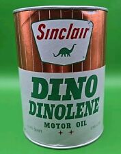 Vtg 1960s Sinclair Dino Dinolene Motor Oil 1 Qt Oil Can 20W Full NOS. Composite  picture