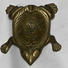 Antique Vintage Brass Frog Ashtray Trinket Dish MCM Kitsch Small Decorative DAD picture