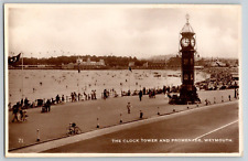 RPPC Postcard~ The Clock Tower And Promenade~ Weymouth, England picture