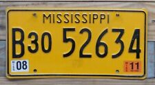 Mississippi expired 2011 Black On Yellow Trailer License Plate/Tag - B30 52634 picture