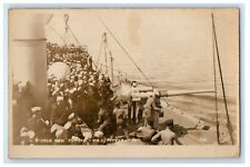 c1920's 3-Inch Gun Firing U.S.S. Pittsburgh Navy Sailors RPPC Photo Postcard picture