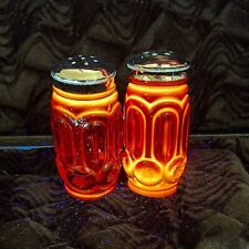 Cadmium Glass Salt and Pepper Shakers Antique Red Amberina picture