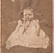 1890s Infant Baby In White Dress CDV Vintage Photograph 2.75 x 4 READ picture