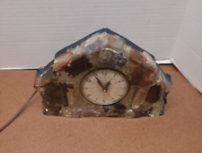 Vintage Agate Resin Lanshire Mantel desk Clock Tested And Working picture