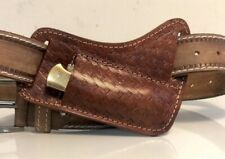 USA Handmade Pancake Sheath Fixed Blade folding Knife Leather Pouch Holster/EDC picture