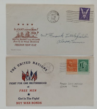 TWO 1944 WWII PATRIOTIC COVERS BUY WAR BONDS UNITED NATIONS FLAGS POSTAL HISTORY picture