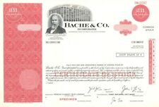 Bache and Co. Inc. - Specimen Stock Certificate - Depicts Rutherford B. Hayes in picture