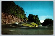Hairpin Turn on Mohawk Trail in Massachusetts Classic Cars Vintage Postcard 1654 picture