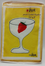 Vintage Vera Neumann Cocktail Napkins Strawberry Martini Set of 8 picture