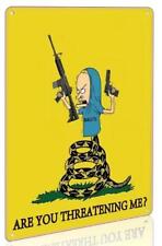 BEAVIS AND BUTT-HEAD METAL SIGN BEEVIS FEATURED WITH GUNS BULLETS -GADSDEN FLAG picture