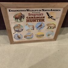 Vtg Seagram’s Canadian Hunter Picture Endangered Wildlife N. America 35” x 28”  picture