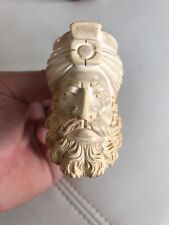 Antique Carved Figural Sultan Meerschaum Pipe High Detail Egg Yolk Stem picture