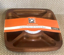 Acacia Wood 5-Section Serving Tray Ceramic Bowl The Bon-Ton Stores MSRP$99 NEW picture