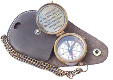 Go Confidently Quote Engraved Compass with Stamped Leather case, Camping Compass picture