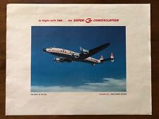 Original TWA 1950s Travel Poster In Flight with TWA Super G Constellation picture