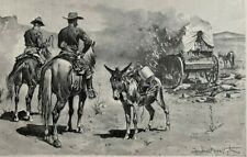 1894 Vintage Magazine Illustration The Mexican Freight Wagon Frederic Remington picture