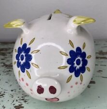 Vintage Ceramic Piggy Bank Pig Floral Made in Japan Colorful picture