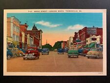 Postcard Thomasville GA - View of Broad Street Businesses - Old Cars picture