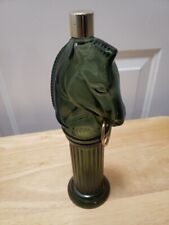 VINTAGE GREEN AVON PONY POST DECANTER 8 oz. BOTTLE LABLE AND CAP EMPTY picture