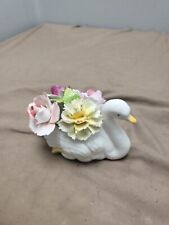 Vintage English Bone China Chorlez Staffordshire England swan Rose Bouquet Vase picture