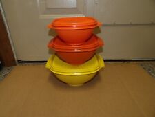 Vintage Tupperware Servalier Bowls Harvest Yellow/Orange 836 838 840 Set of 3 picture