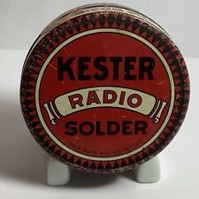 VINTAGE KESTER RADIO SOLDER TIN W/CONTENTS PLASTIC ROSIN FILLED NICE TIN picture