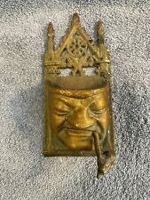 Vintage Antique Victorian Cast Iron Medieval Gothic Face with Pipe Match Holder picture