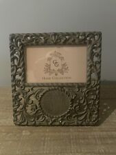 Acanthus Leaf Aluminum Metal Frame. 7.5” x 7.5” x 0.65”. Holds 4” x 6” Photo. picture