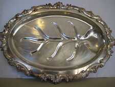 HEAVY SILVER ON COPPER FOOTED MEAT PLATE, 19