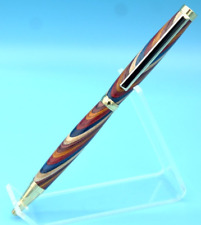 Slimline Ballpoint pen in Gold Finish & Black Stripe Clip with Color Grain Wood picture